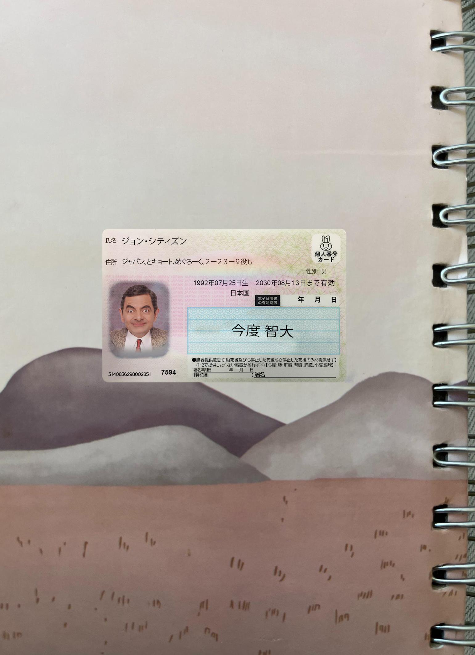 Downloadable Japanese ID card photolook download for verification